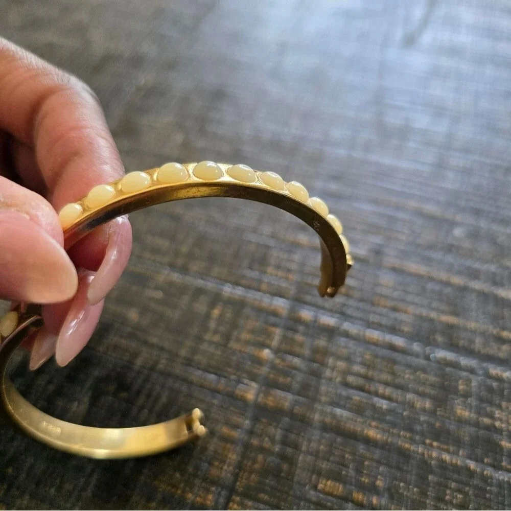 Vintage J. Crew Gold Tone Hinged Bangle Set Of 3
